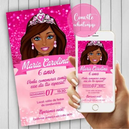Convite Digital Barbie Negra