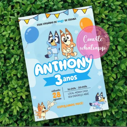 Convite Digital Bluey e Bingo