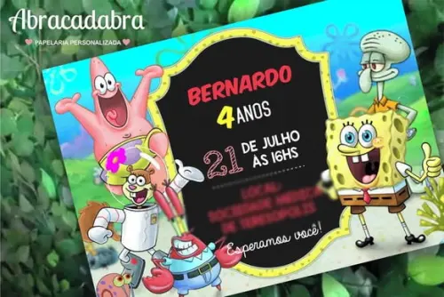 Convite Digital Bob Esponja