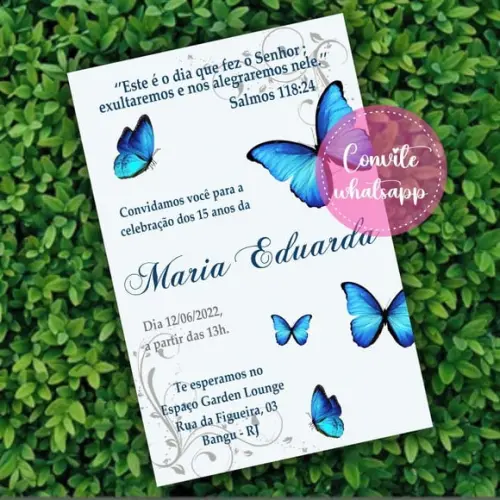 Convite Digital Borboleta Azul