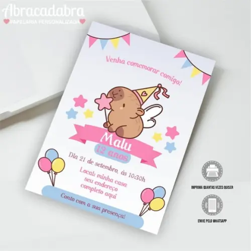 Convite Digital Capivara Menina 07
