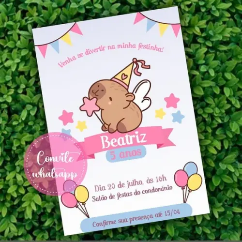 Convite Digital Capivara Menina 07