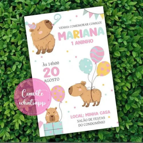 Convite Digital Capivara Menina 08