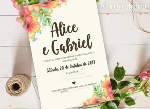 Convite Digital Casamento Floral