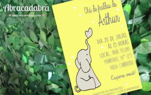 Convite Digital Chá de fraldas Elefantinho