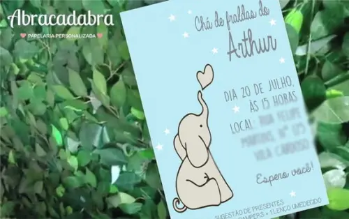 Convite Digital Chá de Fraldas Elefantinho