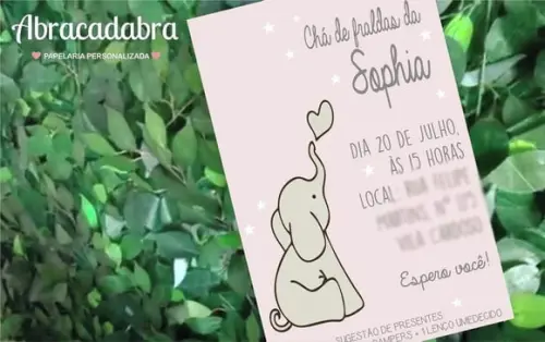 Convite Digital Chá de Fraldas Elefantinho