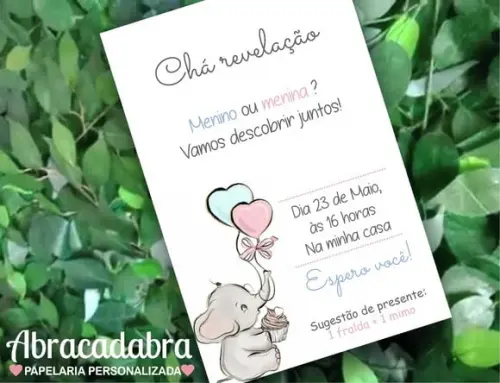 Convite Digital Chá Revelação Elefantinho