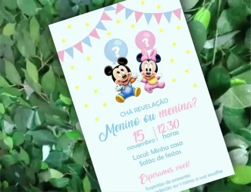 Convite Digital Chá Revelação Mickey e Minnie