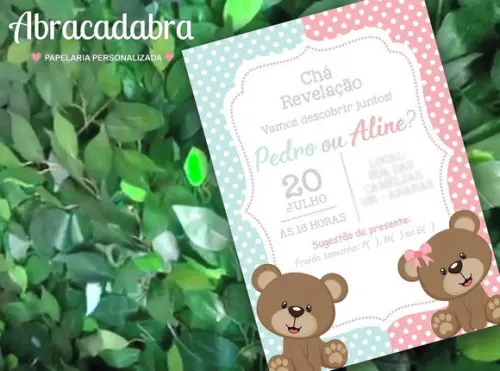 Convite Digital Chá Revelação Ursinho