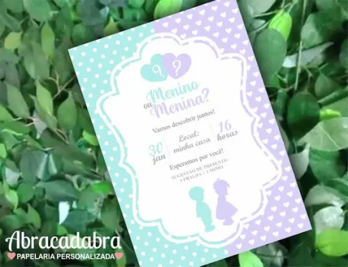 Convite Digital Chá Revelação Verde e Lilás