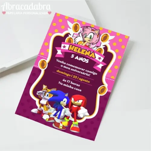 Convite Digital Emily Rose Sonic Menina