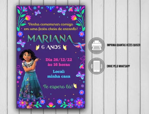 Convite Digital Encanto Disney Isabela