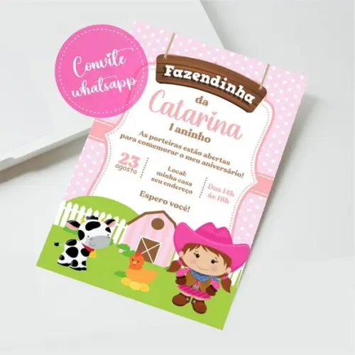 Convite Digital Fazendinha Menina