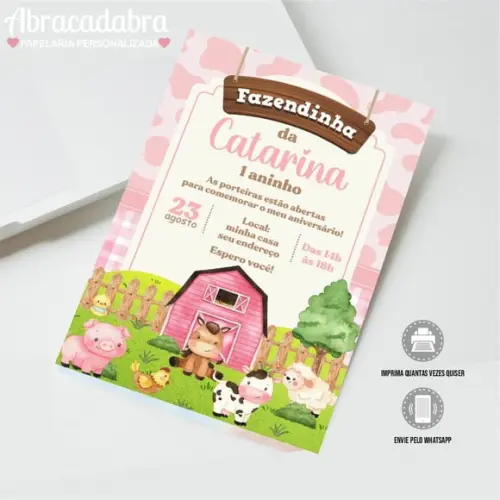 Convite Digital Fazendinha Menina
