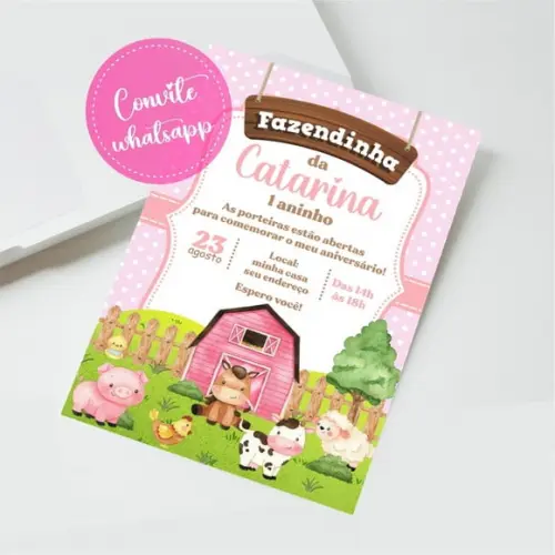 Convite Digital Fazendinha Menina