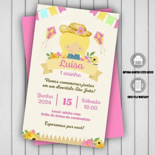 Convite Digital Festa Junina Menina