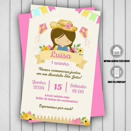 Convite Digital Festa Junina Menina