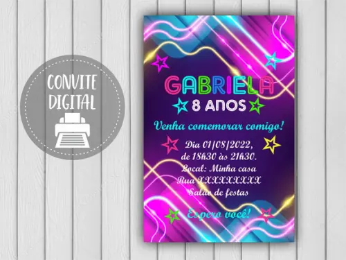 Convite Digital Festa Neon
