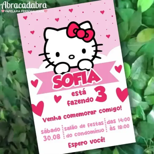 Convite Digital Hello Kitty