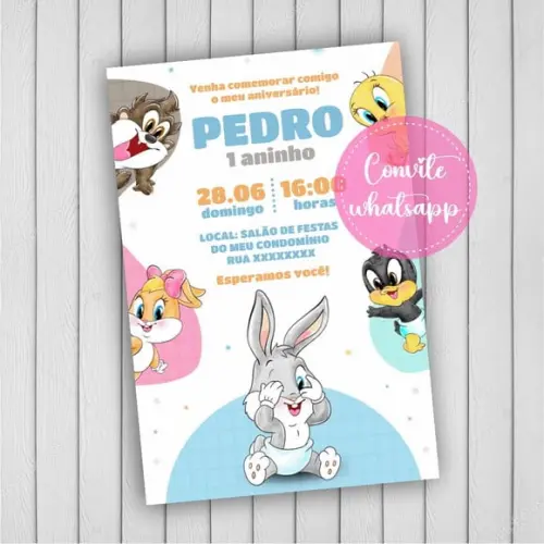 Convite Digital Looney Tunes Baby