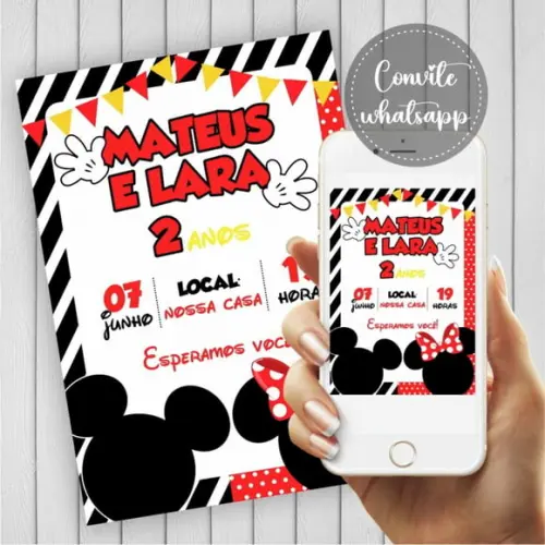 Convite Digital Mickey e Minnie