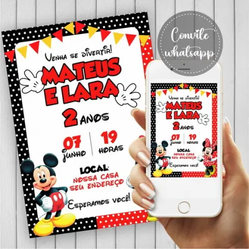 Convite Digital Mickey e Minnie