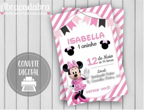 Convite Digital Minnie Rosa