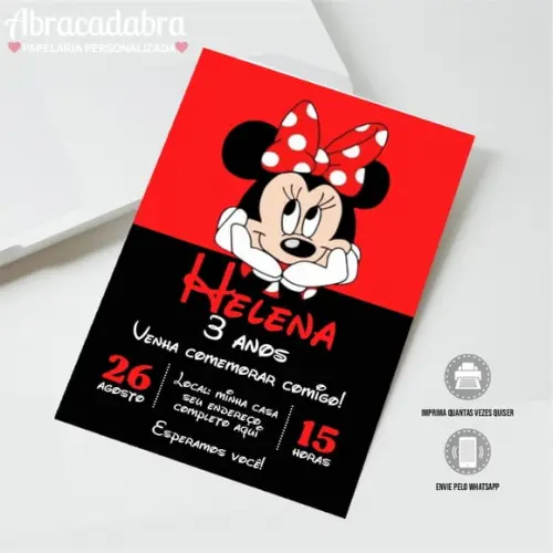Convite Digital Minnie Vermelha