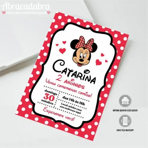 Convite Digital Minnie Vermelha