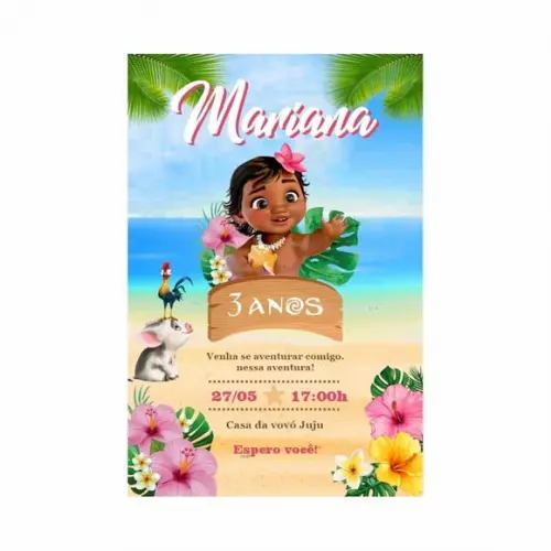 Convite Digital Moana Baby
