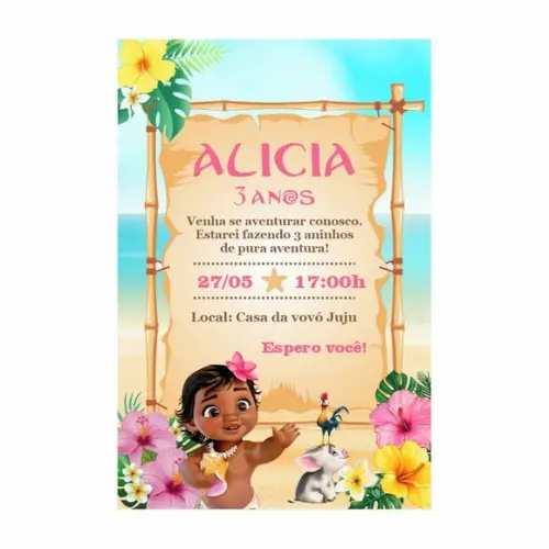 Convite Digital Moana Baby