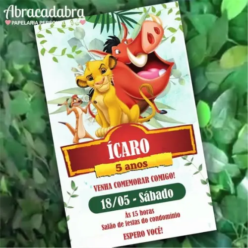 Convite Digital o Rei Leão