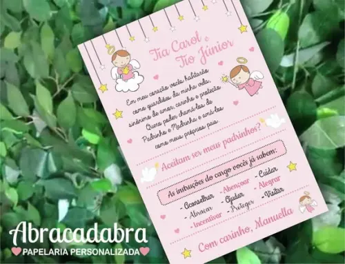 Convite Digital Padrinhos Batismo Menina