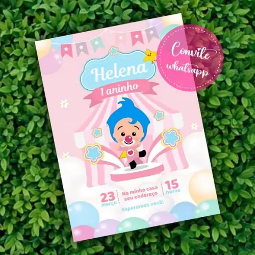 Convite Digital Palhaço Plim Plim Menina