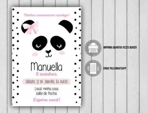 Convite Digital Panda Menina