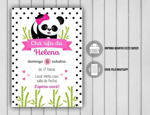Convite Digital Panda Menina