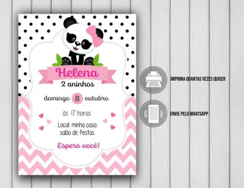 Convite Digital Panda Menina