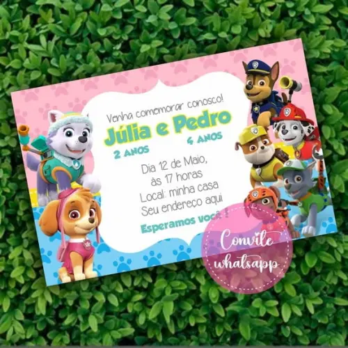 Convite Digital Patrulha Canina Duplo