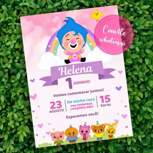 Convite Digital Plim Plim Menina