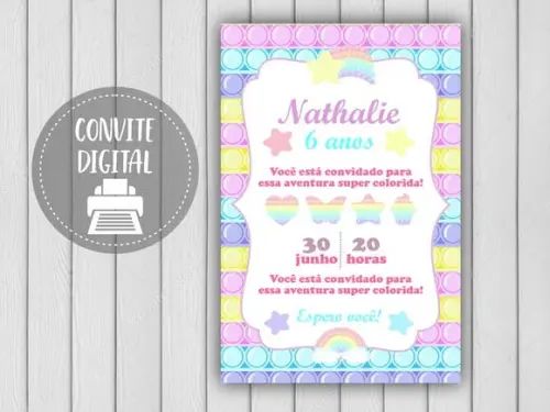 Convite Digital Pop It Candy Color