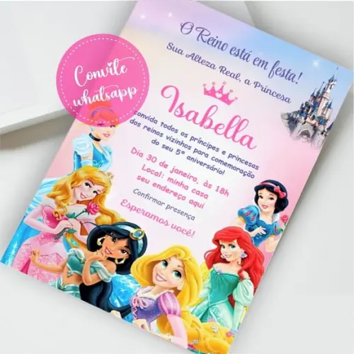Convite Digital Princesas Disney