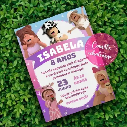 Convite Digital Roblox Menina