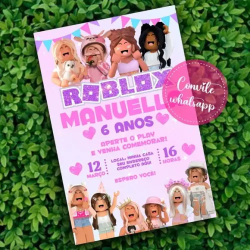Convite Digital Roblox Menina 16