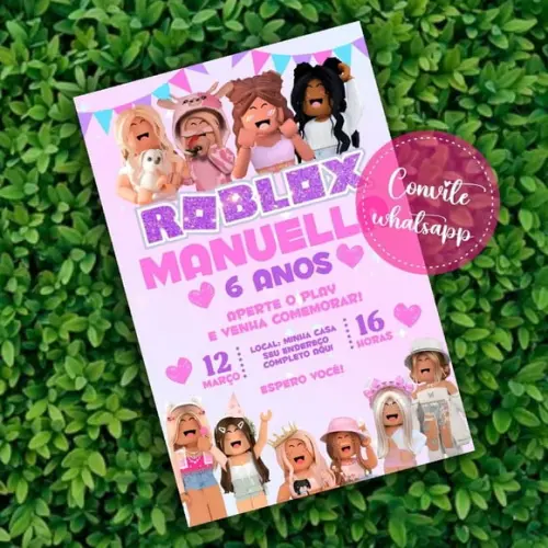 Convite Digital Roblox Menina 14