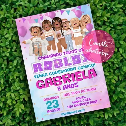Convite Digital Roblox Menina 17