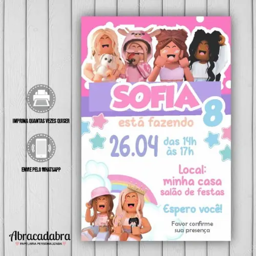 Convite Digital Roblox Menina 21