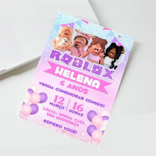 Convite Digital Roblox Menina