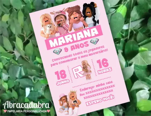 Convite Digital Roblox Menina 24