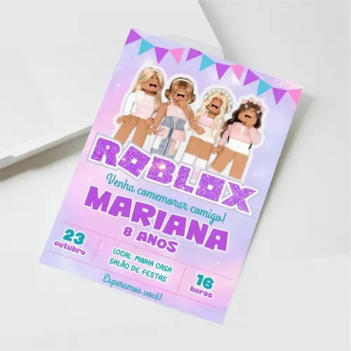 Convite Digital Roblox Menina 26